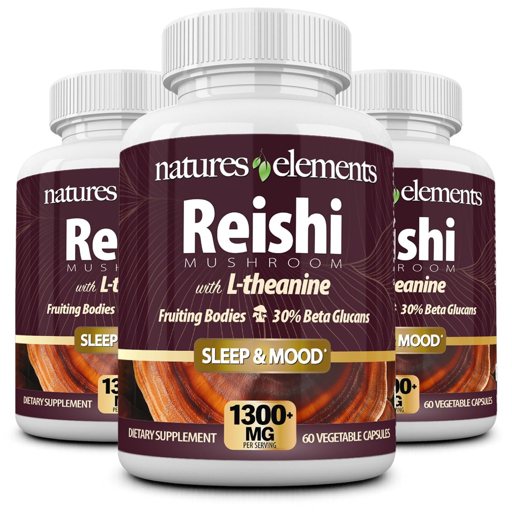 Reishi 버섯 추출물 - 10 : 1 농축 - 1000mg - 60 정제 - 3 팩 - 면역 지원 - 채식 안전 - 글루텐 무료 - Ganoderma Lucidum