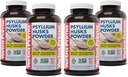 Yerba Prima Psyllium Husks Powder - 12 oz (Pack of 4) - 천연 섬유 보충 - 콜론 클렌징 - Gut Health - Vegan, Non-GMO, 글루텐 프리 (새로운 라벨 - 포장 월병)