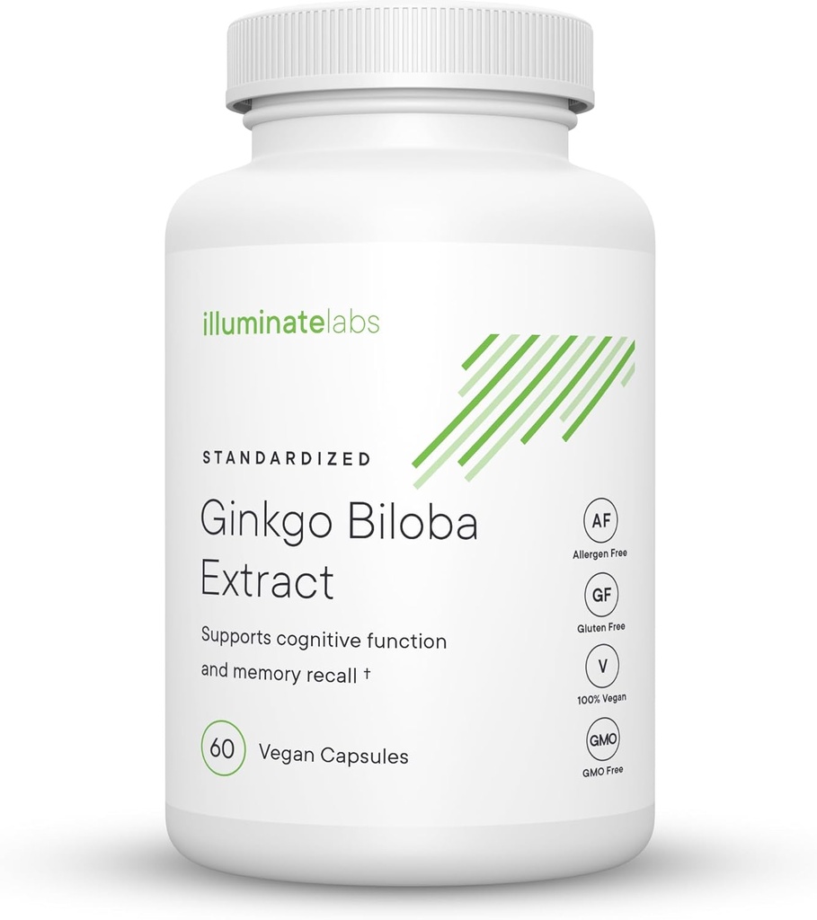 Illuminate Labs Ginkgo Biloba Extract Capsules | 240 mg | 지원 초점, 농도, 메모리, 단락인지 기능 | 세 번째 부품 테스트 및 의료 연구