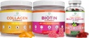 Life Marine Collagen, Biotin, & Vegan Collagen 번들, 헤어 스킨과 손톱을위한 Gummies (Bulk - 90 Chews), 관절 관리 비타민, 면역 지원, 아름다움, Detox & Cleanse, 대체 캡슐, 알약