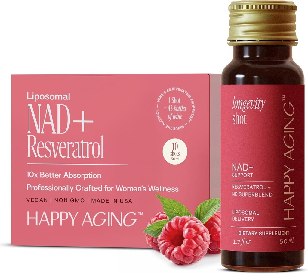 액체 NAD+|Resveratrol| NMN Alternative | 10x More Absorption | Antioxidants가있는 Liposomal Nicotinamide Riboside 및 Resveratrol | Twice-a-Week | 펌웨어 및 두뇌 건강| 10 샷