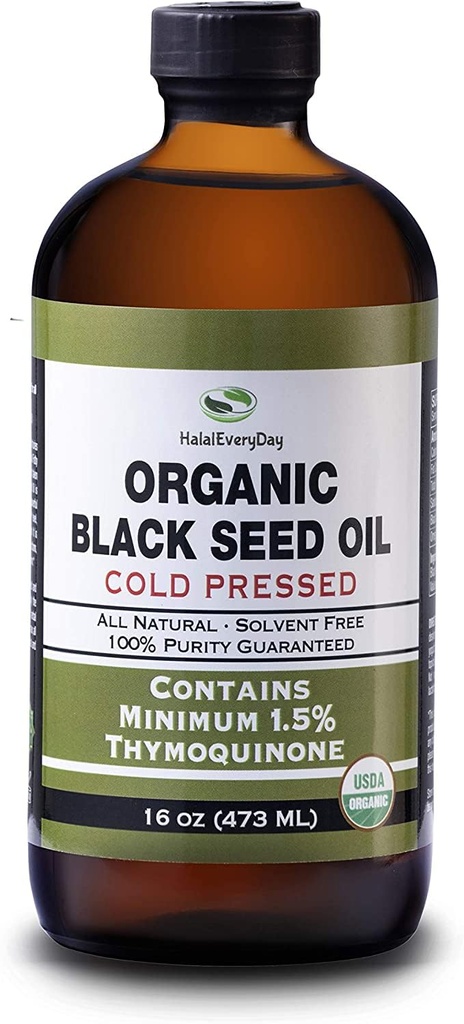 유기 까만씨 기름 - USDA는 1.5% Thymoquinone 3X 힘 터키 검정 Cumin Nigella Sativa 비 GMO 100% 순수한 Blackseed 기름 (32oz 유리 (2X16) 병에 찬 압박된 유리병을 증명했습니다