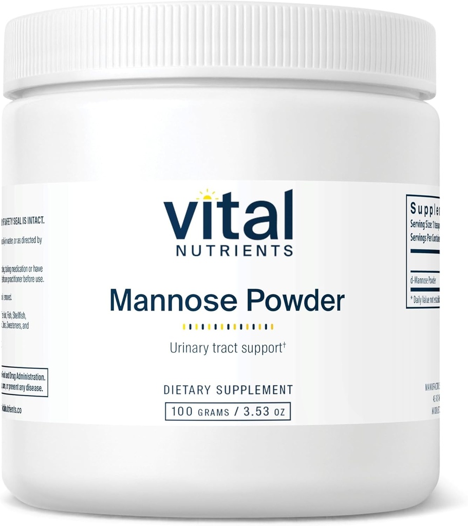 Vital Nutrients Mannose Powder 100g | 우린트 및 블레이더 지원을위한 Vegan D-Mannose Supplement | 글루텐, 데이리, 소이 프리 | 비 GMO | 50 인분