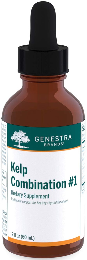 Genestra 브랜드 Kelp 조합 #1 | Bladderwrack, Borage, Skullcap, American Ginseng 및 Eleuthero | 2 fl. oz.
