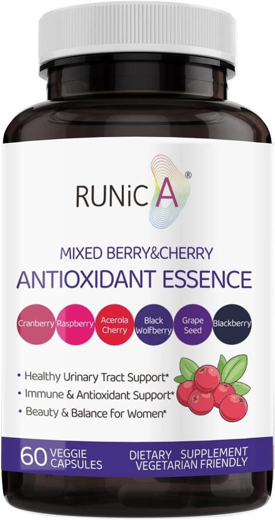 Cranberry, Grape Seed & Berry Blend를 가진 여성을 위한 6in1 산화 방지제 보충교재 | Nutritional Complex-Skin, 건강한 시효, Immune & Urinary Tract 지원 | Vegan 캡슐