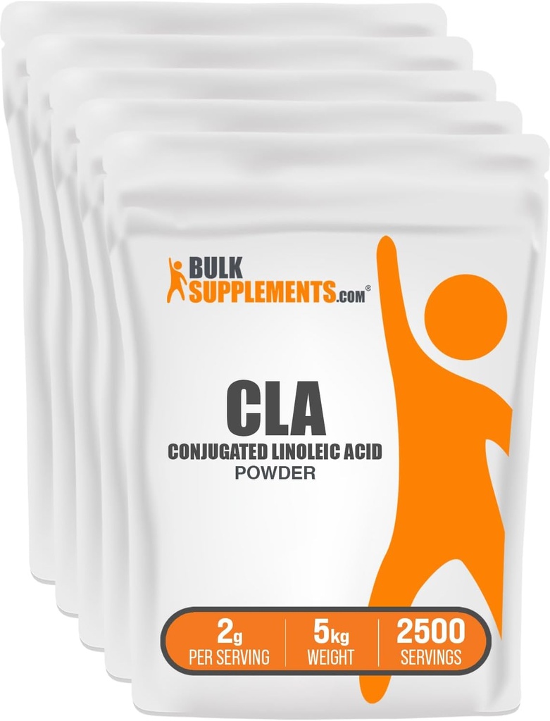 BulkSupplements.com Conjugated Linoleic Acid Powder - CLA 보충, 영양 보충 - 글루텐 무료, 서빙 당 2g, 1kg (2.2 파운드) (팩 5)