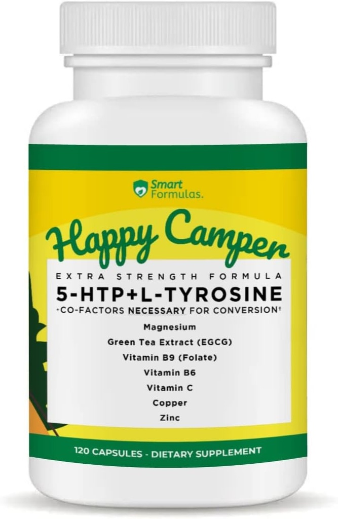 Co-Factors, 5-HTP, L-Tyrosine, 마그네슘, 녹차 추출물, 구리, 아연, 비타민 C, 비타민 B9, 비타민 B6를 가진 행복한, 120 채식 캡슐, 세로토닌 및 도파민 승압기