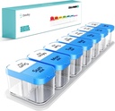 Daviky 큰 알약 주최자 2 시간 일 - XL 알약 상자 7 일, 7 Detachable AM/PM Compartments를 가진 큰 비타민 홀더, 주간 또는 일상적인 사용을 위한 큰 보충교재 콘테이너 (파란)