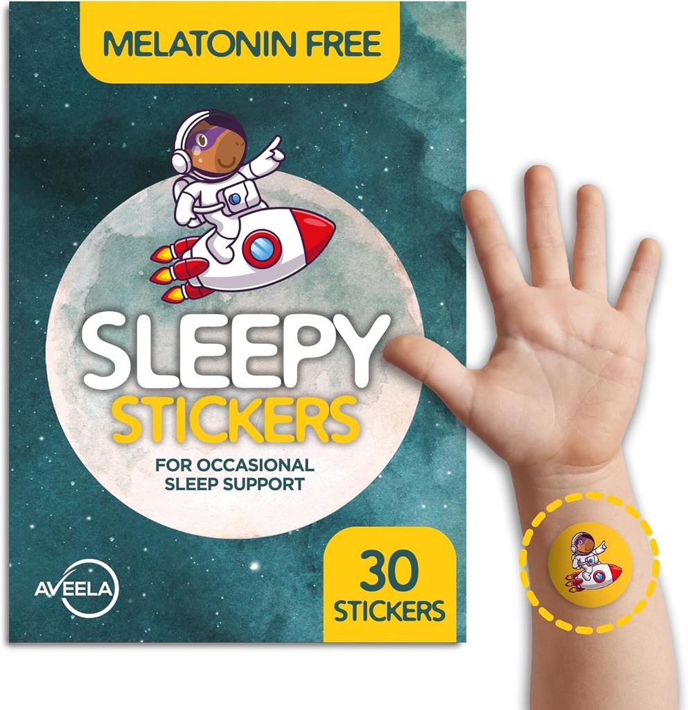 AVEELA Sleepy 스티커 멜라토닌 무료 아이와 성인 (30 팩) 아이를위한 수면 패치, 자연 & 설탕 무료. 더 나은 수면에 Calm 패치