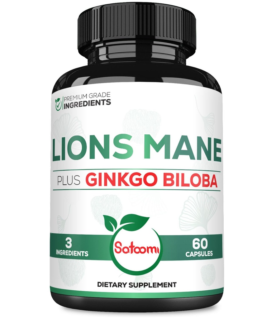 Ginkgo Biloba 보충교재를 가진 사자 Mane - 60의 캡슐 - 나머지 마음, 뇌 건강, 면역 체계 & 초점을 위한 여분 힘 - 글루텐 자유로운, 비 GMO