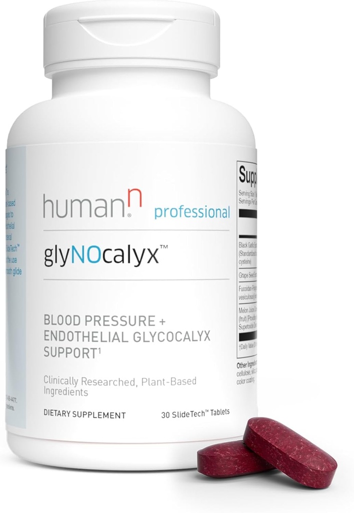 Humann glyNOcalyx Tablets - Endothelial Glycocalyx, Circulation & Nitric Oxide Support - 블랙 마늘, 포도 씨앗 추출물, Fucoidan-Polyphenol Complex - 30 카운트