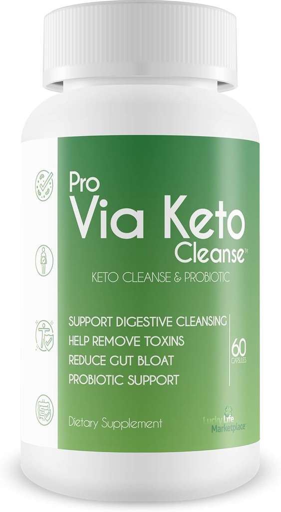 Pro Via Keto Cleanse - Toxins & Impurities 제거 - Probiotic Support와 식물 기반 천연 Keto Cleanse - 소화 세척 및 감소 된 Gut Bloat - 보조 폐기물 제거 및 해독