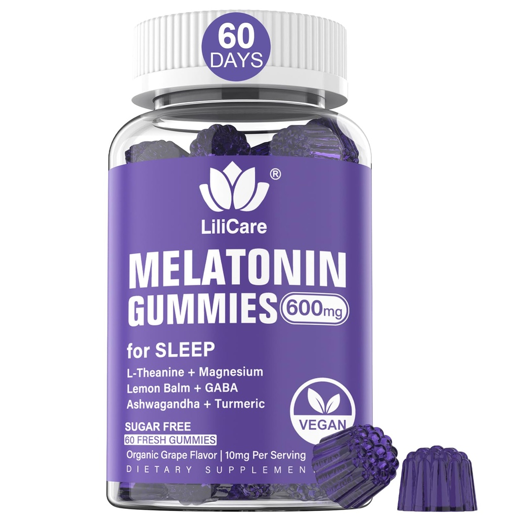 성인을 위한 Melatonin Gummies 10mg 20mg, L-Theanine, Ashwagandha, 마그네슘, 심황, GABA, 레몬 발름 및 Chamomile를 가진 여분 힘 지원 건강 Circadian Rhythm, Vegan 포도 풍미