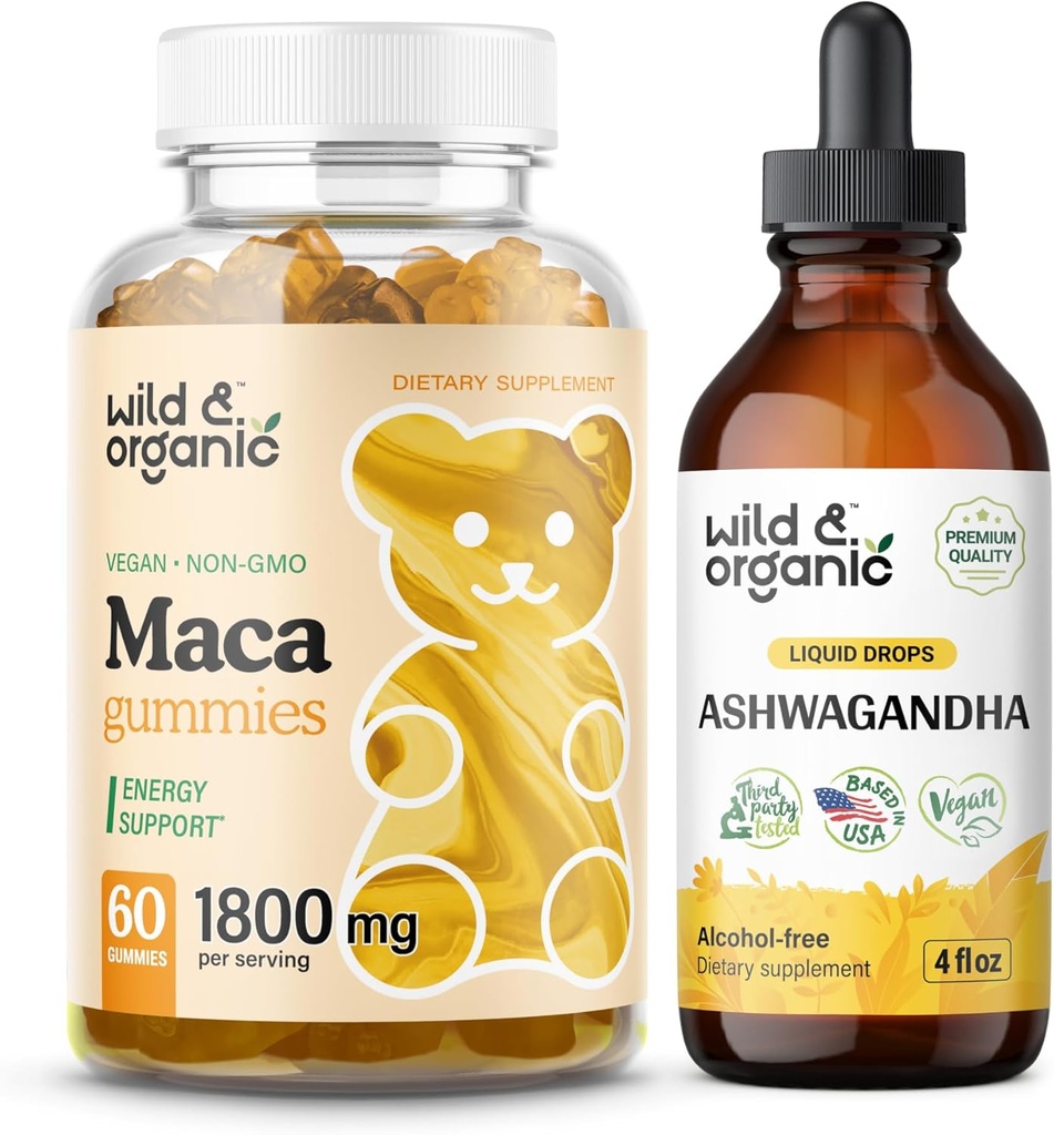 야생 & 유기 마카 루트 Gummies & Ashwagandha Tincture 4 fl oz