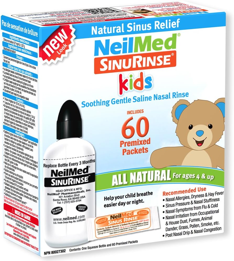 NeilMed Pharmaceuticals - Sinus Rinse Kids 모든 자연 키트 - 60 Premixed Packets