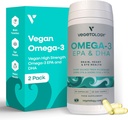 Vegan 오메가 3 보충 - EPA, DHA 보충제 & 비타민 D3 - 뇌, 눈 및 심장 건강을위한 조류 오메가 3 Vegan 보충제 - 어린이를위한 & 성인 (120 캡슐)