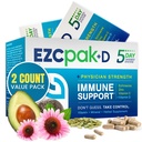Echinacea, 비타민 C, 아연 & 비타민 D를 가진 EZC Pak 5 일 면역 체계 승압기 - 성인을 위한 가늘게 한 면역 지원 보충교재 - 지원 Immunity, 쉬운 여행 크기 보충교재 팩 - (포장 2)