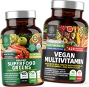 번호 하나 영양 N1N 프리미엄 플랜트 기반 Multivitamin [86 강력한 성분] 및 유기 Superfood Greens [28 강력한 성분], Gut 건강 및 전반적인 웰빙을 지원하기 위해, 2 팩 번들