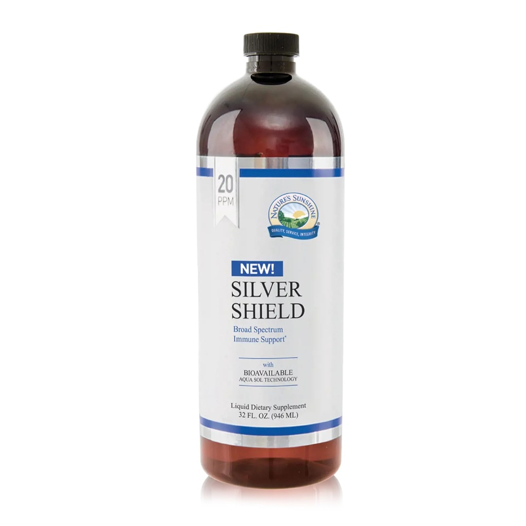 Nature's Sunshine Silver Shield Liquid, 32 Fl Oz | Aqua Sol Technology의 콜로이드 실버 액체는 면역력과 보호를 제공합니다.