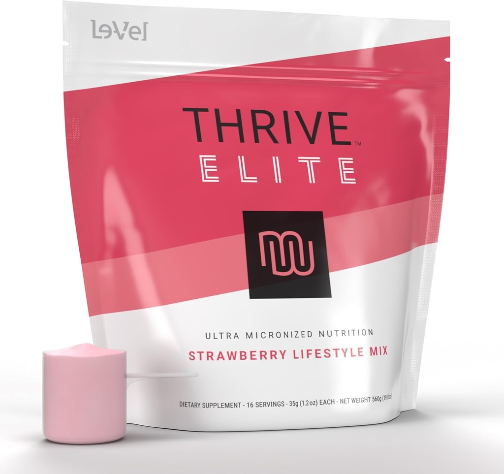 Thrive Elite Protein Shake | Gluten-Free, BCAA, Probiotics 및 효소와 단백질 혼합 | 16 서빙 - Scoop Serves, Strawberry