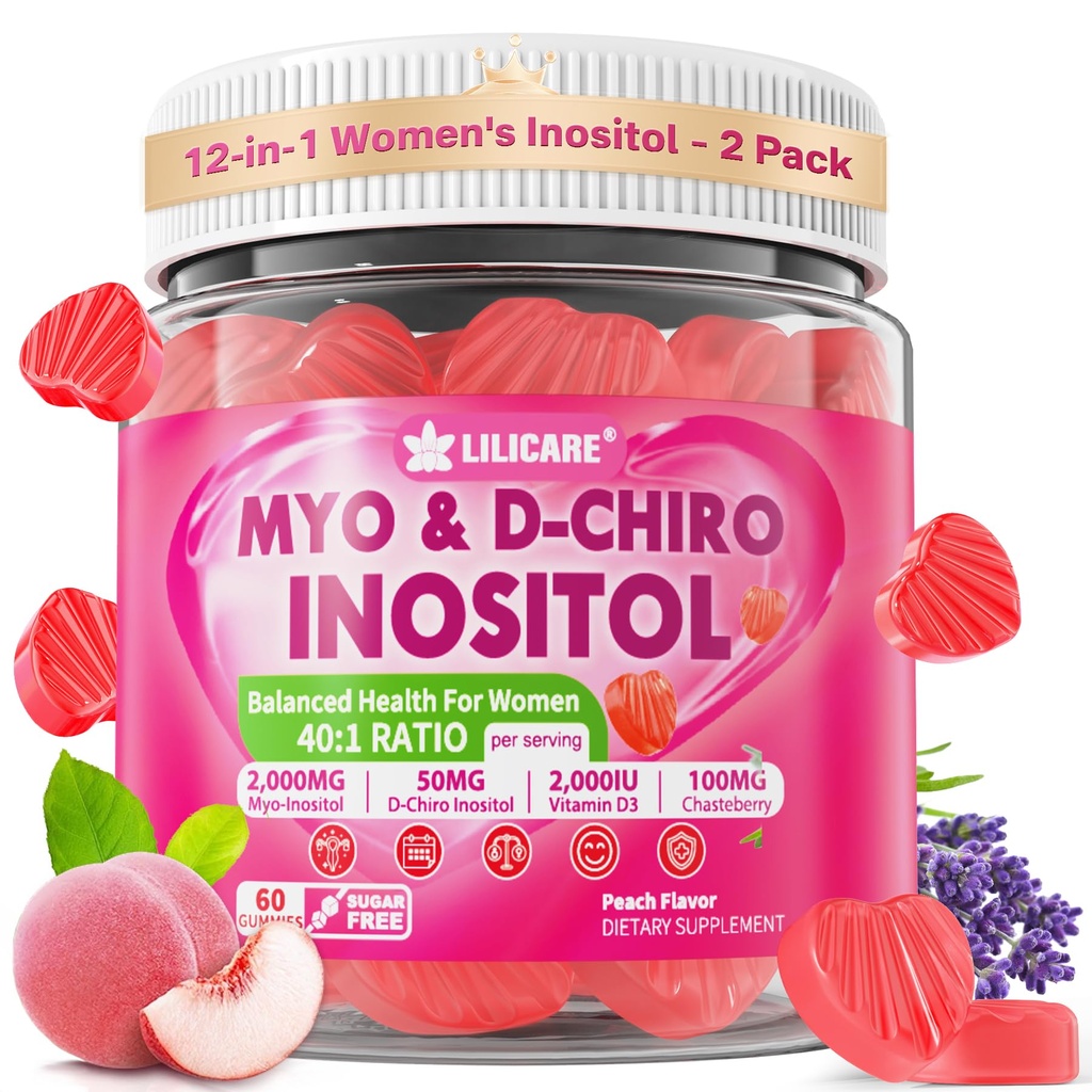여성 + Chasteberry, Myo-Inositol & D-Chiro Inositol 2000mg + 50mg 이상 40 : 1 비율 메틸화 B12 및 Folate, Choline, 마그네슘, 2의 비타민 D3