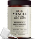 LifeCell Whey Protein – Shiitake Mushroom, Collagen & Hyaluronic Acid와 노화 방지 근육 빌더 – Unflavored, No Sugar 추가, Soy-Free, Gluten-Free, 600g (18 인분)