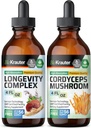 BIO KRAUTER Longevity 버섯 Tincture 4 Fl. Oz. & Cordyceps 버섯 Tincture 4 Fl. Oz.