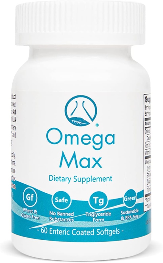 Omega Max - 60 Ct Enteric는, Burp 물고기 기름 I Omega-3 EPA DHA 보충교재 I 심장, 시각, 두뇌 & 면역 지원, 2000mg/serving 입혔습니다