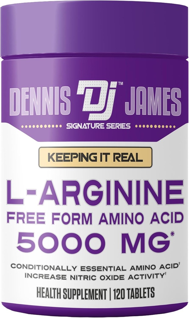 DENNIS JAMES 서명 시리즈 L 아르기닌 5000mg |120 정제 | 60 인분