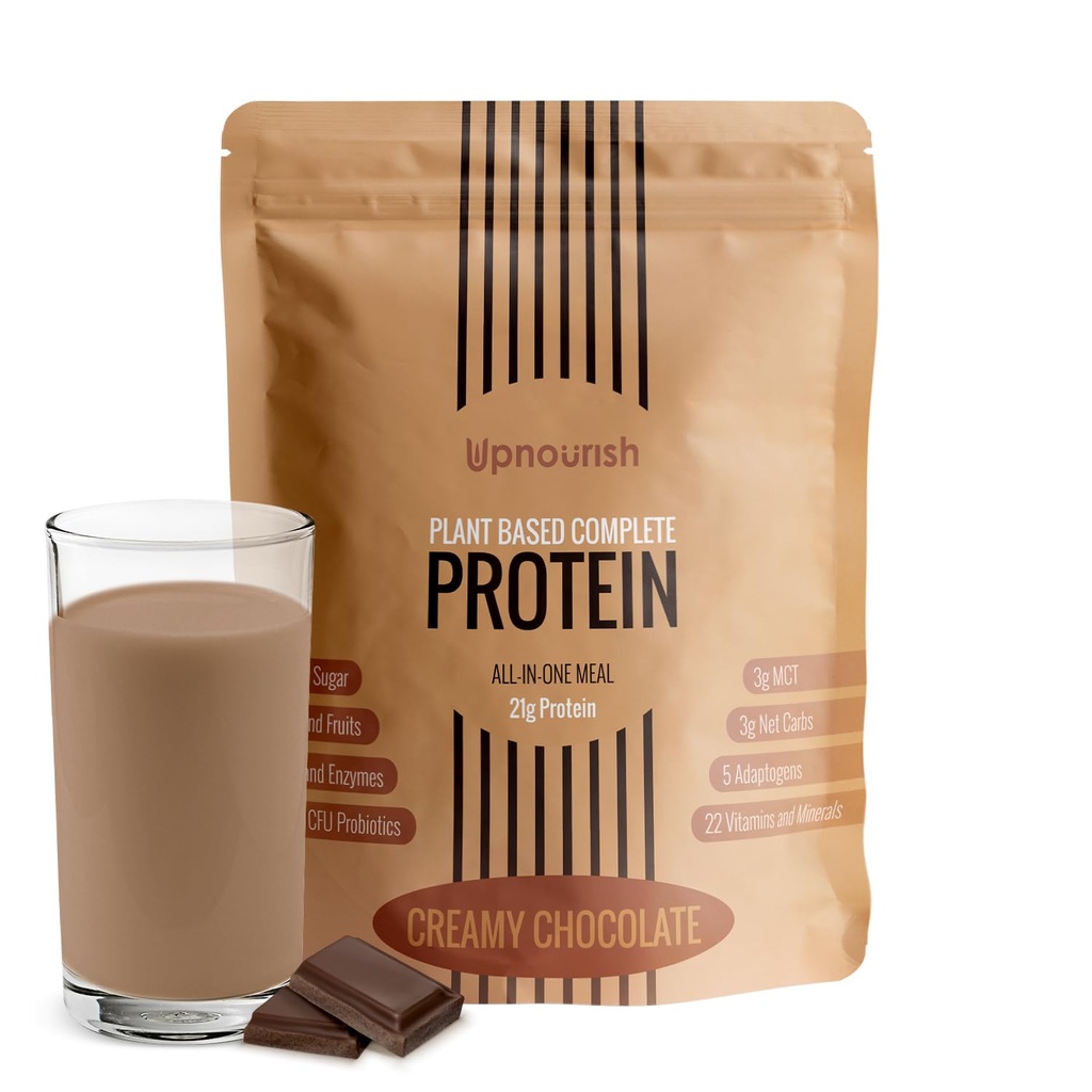 UpNourish 초콜렛 채식 단백질 분말 54 Superfoods 분말, 1.5 억 CFU Probiotics 21g 식물 기반 단백질, 설탕 없음 낙농장 없음 GMO 낙농장 무료, Meal 보충 Shake Keto-Friendly 저탄소 다이어트, 15 서빙