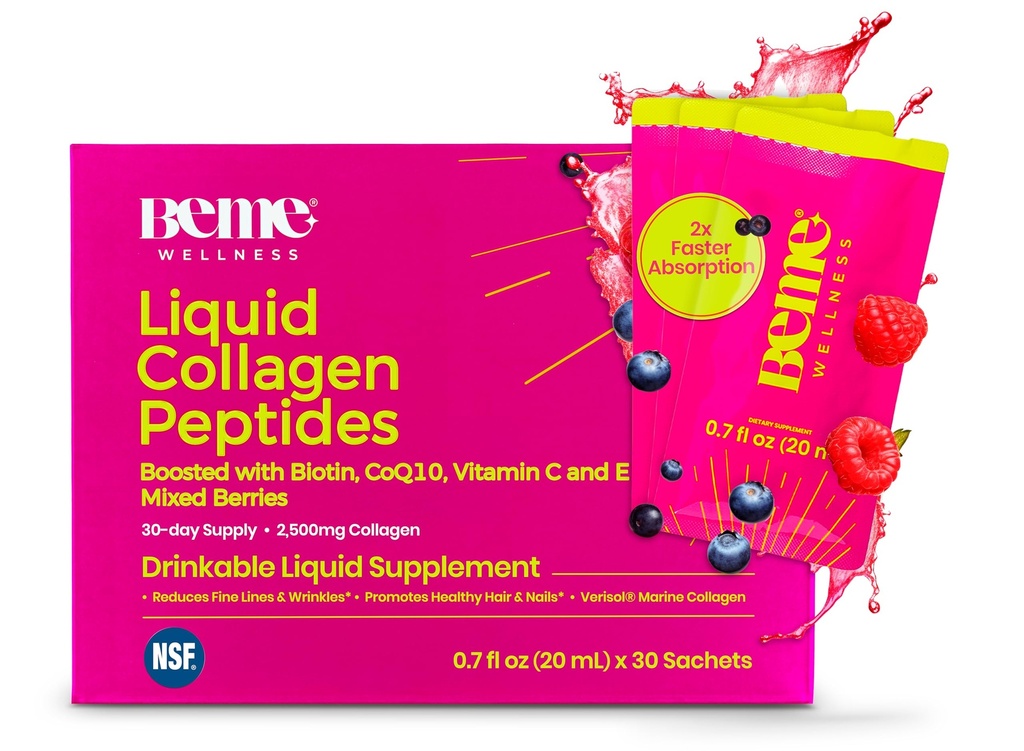 BeMe 여성용 액체 콜라겐 - 2500mg Verisol hydrolyzed Marine Liquid Collagen - 임상 시험 콜라겐 보충제 - 빠른 흡수, 높은 생체 이용 가능 - 피부, 헤어 및 손톱 지원