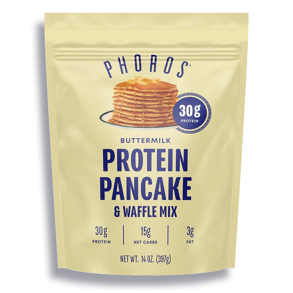 단백질 Pancake 혼합 & 단백질 와플 믹스 포로 영양, 단백질의 30g, 낮은 Carb, 높은 단백질, Keto-Friendly, Whey Protein, 전체 곡물 Oats, 전체 밀 Pancakes, 그냥 물 추가 (버터 밀크)