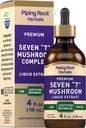 Piping Rock Mushroom Complex Liquid Drops | 4 Fl Oz | 7 in 1 | Maitake, Shiitake, Reishi, Chaga, Cordyceps, Lion's Mane & Oyster Mushrooms | 채식 요리 | 비 GMO, 글루텐 프리