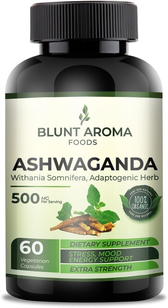 Ashwagandha 추출물 캡슐 - 분말의 중대한 힘 5200mg. 혼합 생강 뿌리, Turmeric Curcumin, Alkanet Root 및 Black Pepper - 60 캡슐 - 2 개월 공급