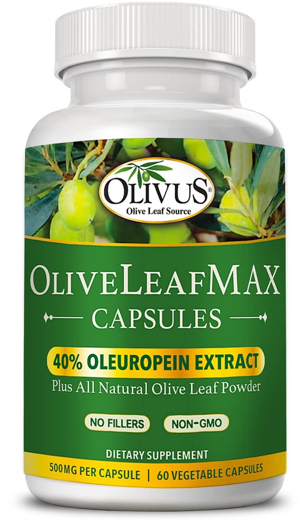 OliveLeafMAX 올리브 리프 추출물 (40% Oleuroepin) + 유기 올리브 리프 파우더 + 필러 없음 + 60 채식 캡슐 + 스페인에서 소스 및 GMP 시설에서 제조