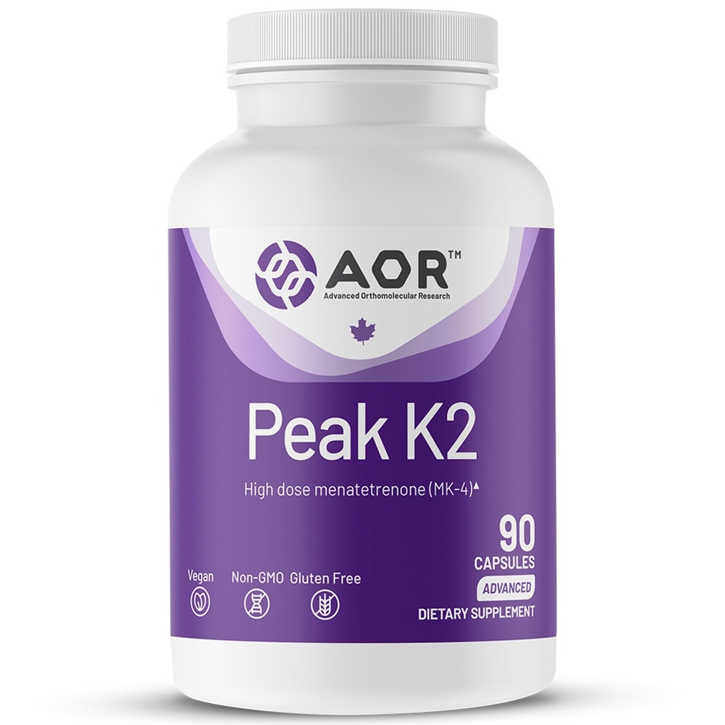 AOR, 피크 K2, 뼈와 심장 혈관 건강과 정상적인 혈액 구울, 규정식 보충교재, 90 인분 (90 캡슐)