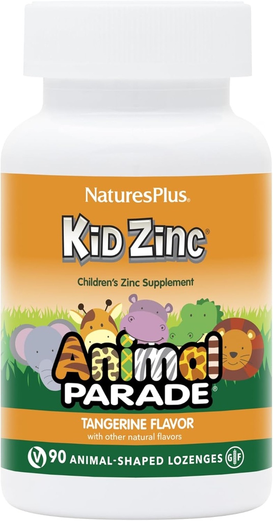 자연 플러스 동물 Parade KidZinc, Tangerine 맛 - 90 동물 모양의 Lozenges, 2 팩 - 유기 킬레이트 아연 - Vegan, 글루텐 무료 - 180 총 봉사