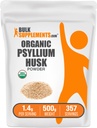 BulkSupplements.com 유기 Psyllium Husk 분말 - 베이킹, 섬유 보충을위한 Psyllium Husk 분말 - 글루텐 무료, 서빙 당 1.4g, 500g (1.1 파운드) (팩 1)