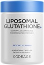 Codeage Liposomal 글루타티온 보충교재 - 순수한 감소된 Setria L 글루타티온, Liposomal 납품, Phospholipid Complex - 캡슐에 넣은 글루타티온 분말 알약 - 채식주의자, 비 GMO - 60의 캡슐