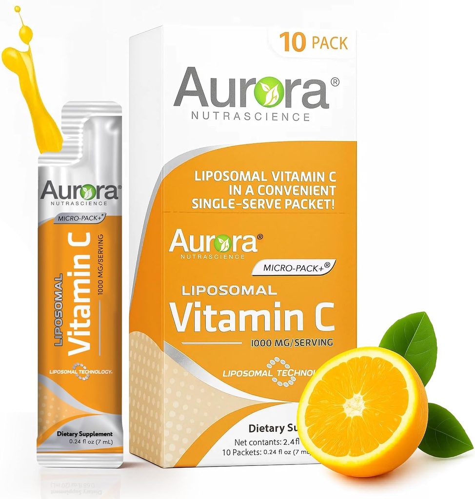 오로라 영양 마이크로 팩 Liposomal 비타민 C, 면역 지원, 봉사 당 1,000 mg, 채식주의자, 글루텐 자유로운, 비 GMO, 10 단 하나 Serve 소포, 오렌지