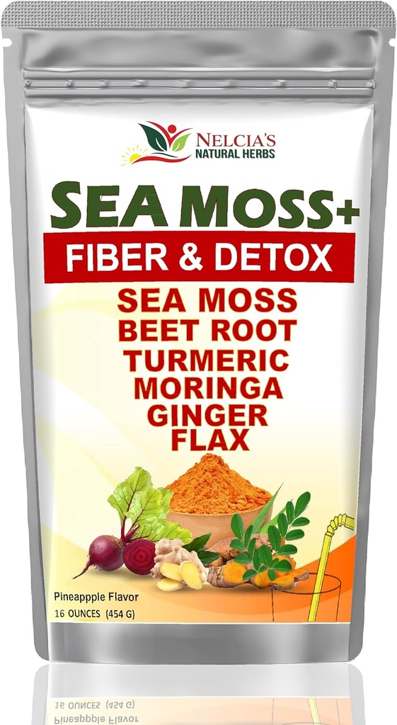 바다 Moss와 Turmiric 보충 분말 Immune 지원, 바디 클렌징 및 detox 포함 BeetRoot, Moringa, Dandelion, Burdock 및 Flax 씨앗 | 16 온스 (28 인분)