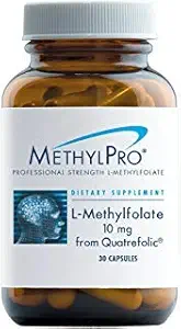 MethylPro L Methylfolate 10mg (Quatrefolic에서) - 뇌와 계류 지원을 위한 직업적인 힘 L Methylfolate 보충교재 - MTHFR 보충교재 (30의 캡슐)