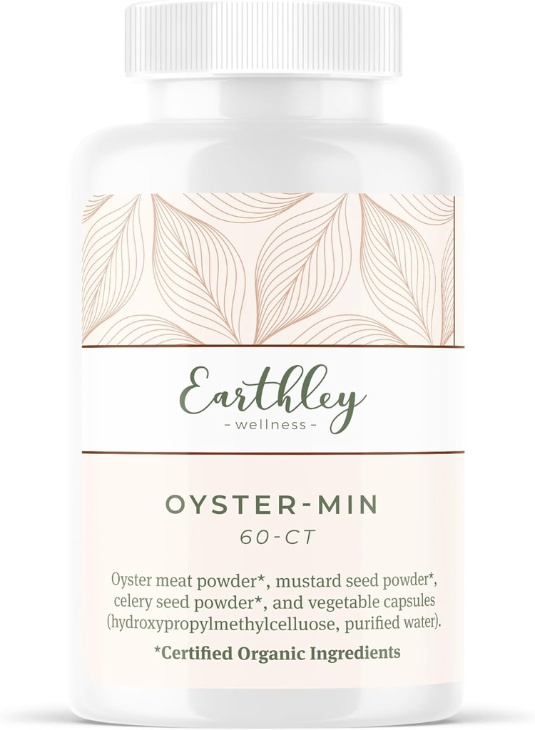 Earthley Wellness, Oyster-Min 캡슐, 천연 아연 및 미네랄 보충, 항 산화제 및 아미노산, 100 % 순수 & Bioavailable (60 캡슐)에서 에너지 및 계류를 촉진