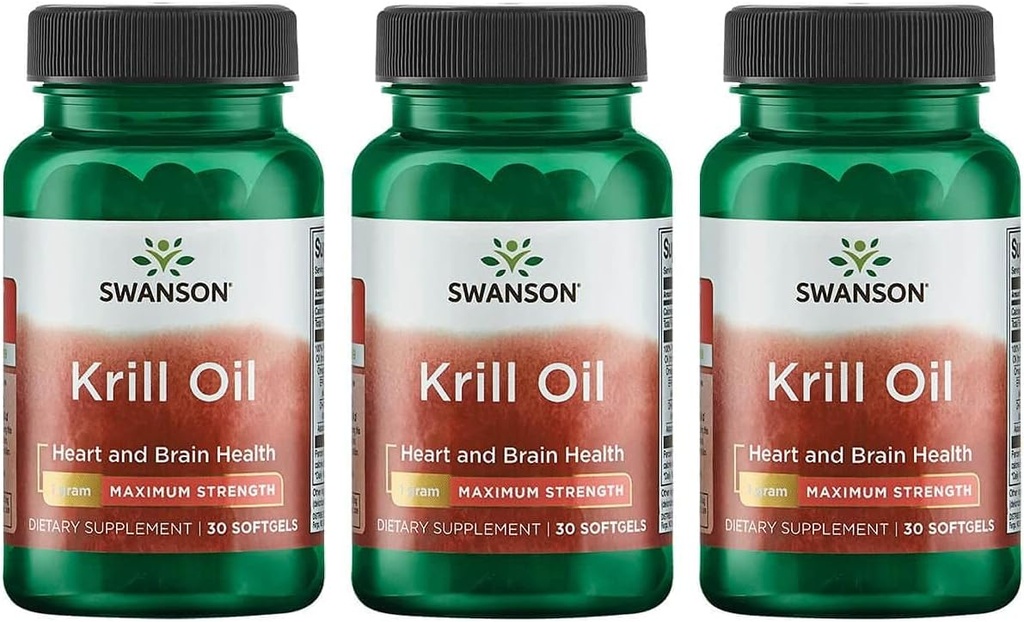 Swanson EFAs- Krill Oil - 최대 강도 - 1g, 30 Softgels (3 팩)