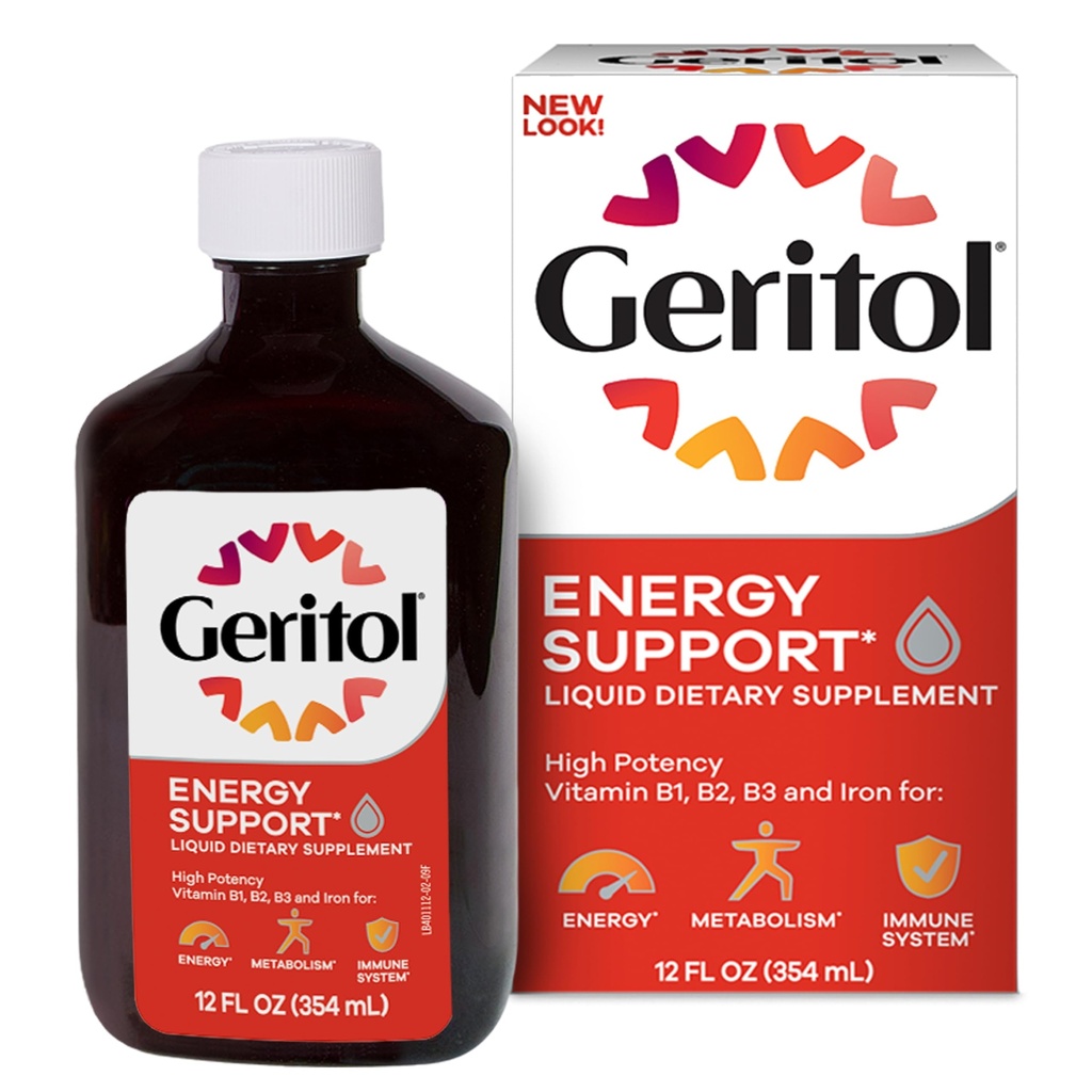 Geritol, 액체 비타민 및 철 보충교재, 에너지 지원은, 높은 Potency B 비타민과 철, 가마솥, 삼키기, 인공 감미료 없음, 비 GMO, 12 Oz를 포함합니다