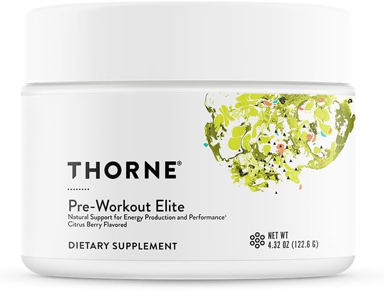 THORNE - Pre-Workout Elite - 에너지 생산 및 성능을위한 자연 지원 * - Citrus Berry 맛 - 스포츠 인증 - 4.32 Oz - 24 서빙