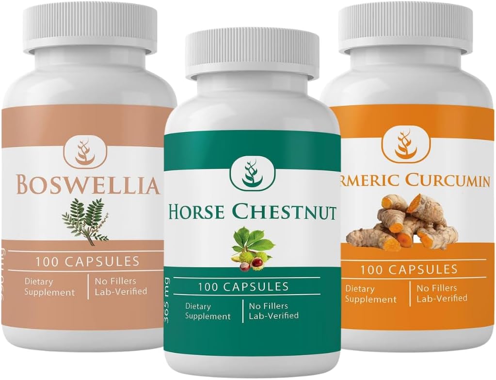 PURE ORIGINAL INGREDIENTS 말 밤, Boswellia, 및 심황 캡슐 번들, 100 캡슐 각각, 항상 순수, 중독자 또는 필러 없음