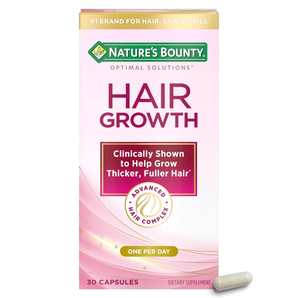 Nature 's Bounty Optimal Solutions Hair growth Supplement with Biotin, Biotin Silicon & Arginine, 1 Per Day, 30 캡슐, 1 개월 공급