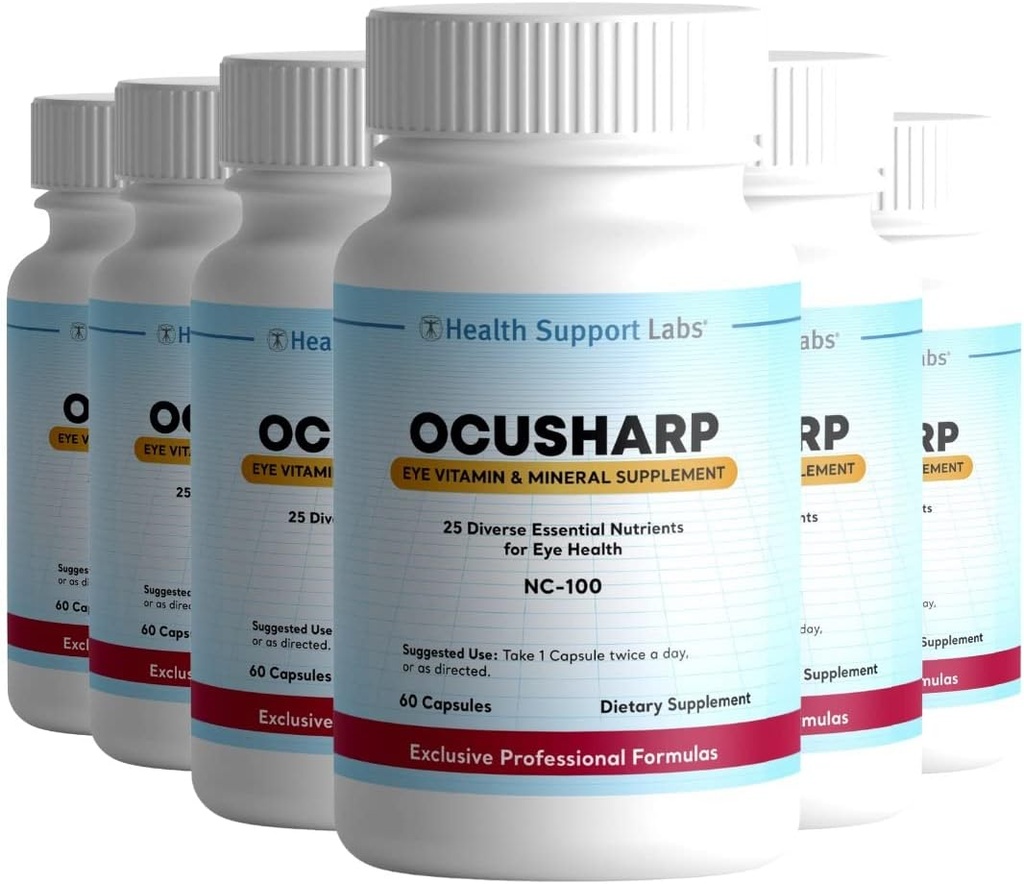 Ocusharp Vision Health Formula with Zeaxanthin, Lutein, Bilberry Exrtract, Eyebright & More - 아이 비타민 보충, 60 캡슐 (6)