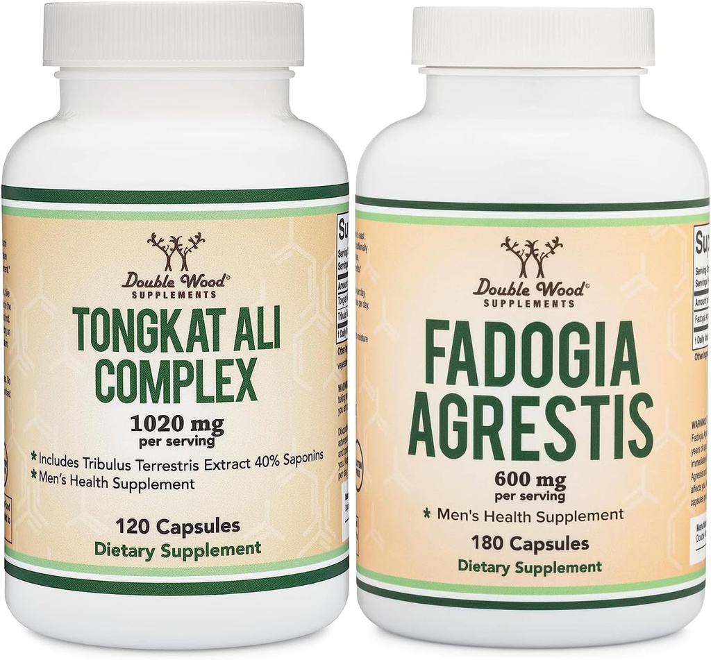 Double Wood Supplements Tongkat Ali 및 Fadogia Agrestis 번들 - 남성 건강 및 운동 성능